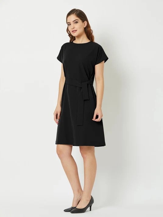 JUNIPER DROP SHOULDER DRESS - BLACK