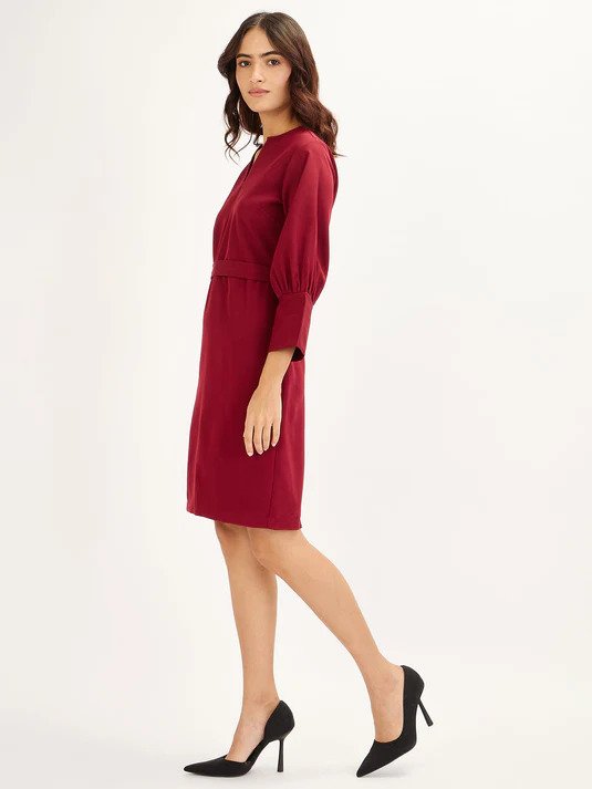 CARDAMOM SHEATH DRESS - MAROON
